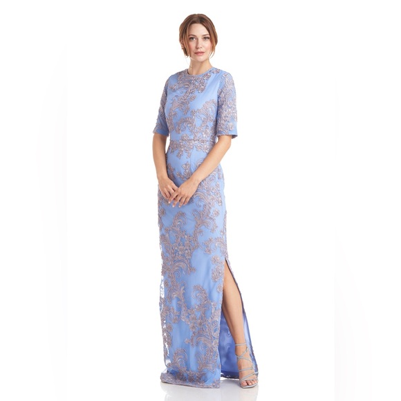 JS Collections Light Blue Embroidered Dress lace formal size 4 mother bride new - Picture 1 of 10